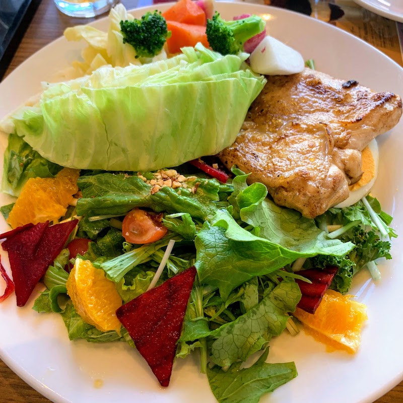 Salad and chicken